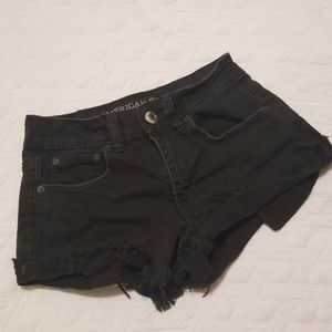 American Eagle black denim shorts